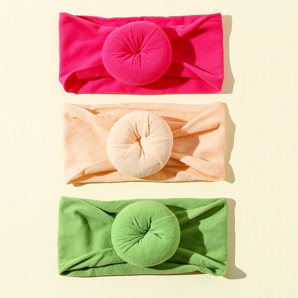 

3pcs Toddler Kids Round Decor Headband, Multicolor