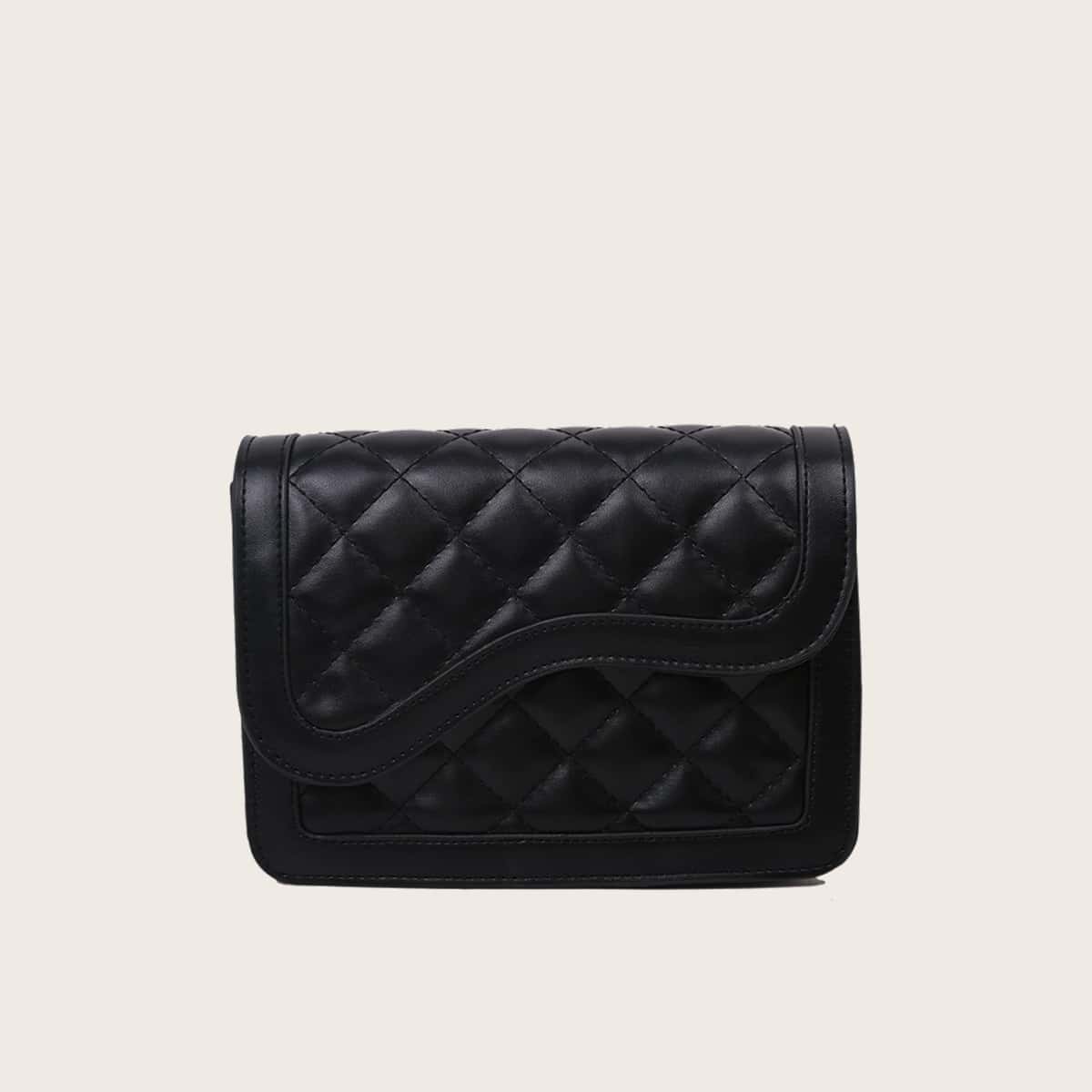 

Quilted Flap Crossbody Bag, Black