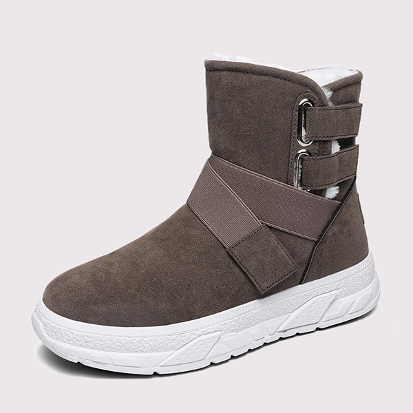 

Men Elastic Decor Faux Fur Lined Boots, Brown