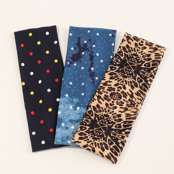 

3pcs Toddler Girls Polka Dot Pattern Headband, Multicolor