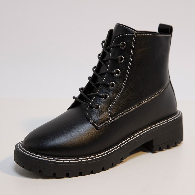 

Lace-up Front Combat Boots, Black