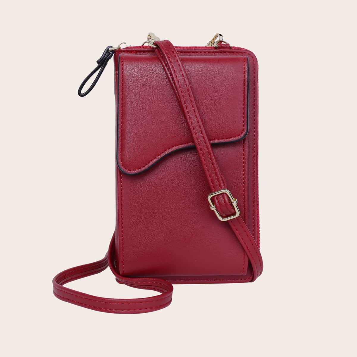

Solid Crossbody Phone Bag, Rose red