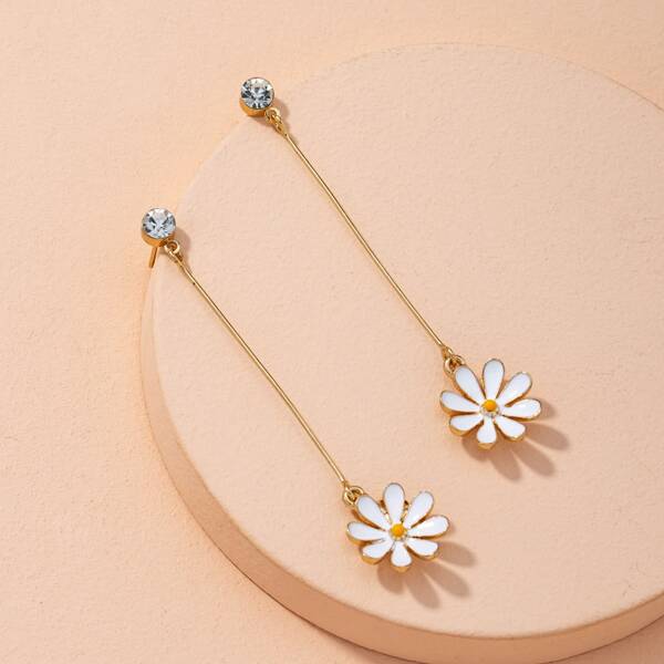 

Flower Charm Drop Earrings, Gold
