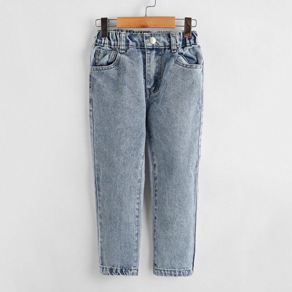 

Toddler Girls Slant Pockets Washed Jeans, Light wash