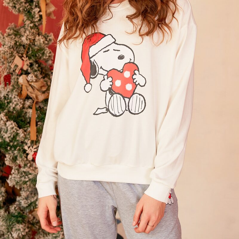 

ROMWE X PEANUTS Christmas Oversized Sweatshirt, White
