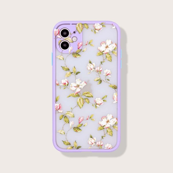 

Floral Contrast Frame iPhone Case, Multicolor