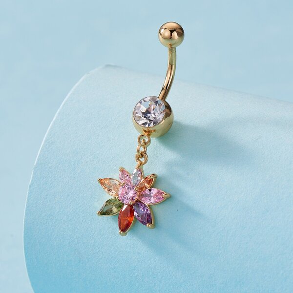 

Rhinestone Flower Belly Ring, Multicolor