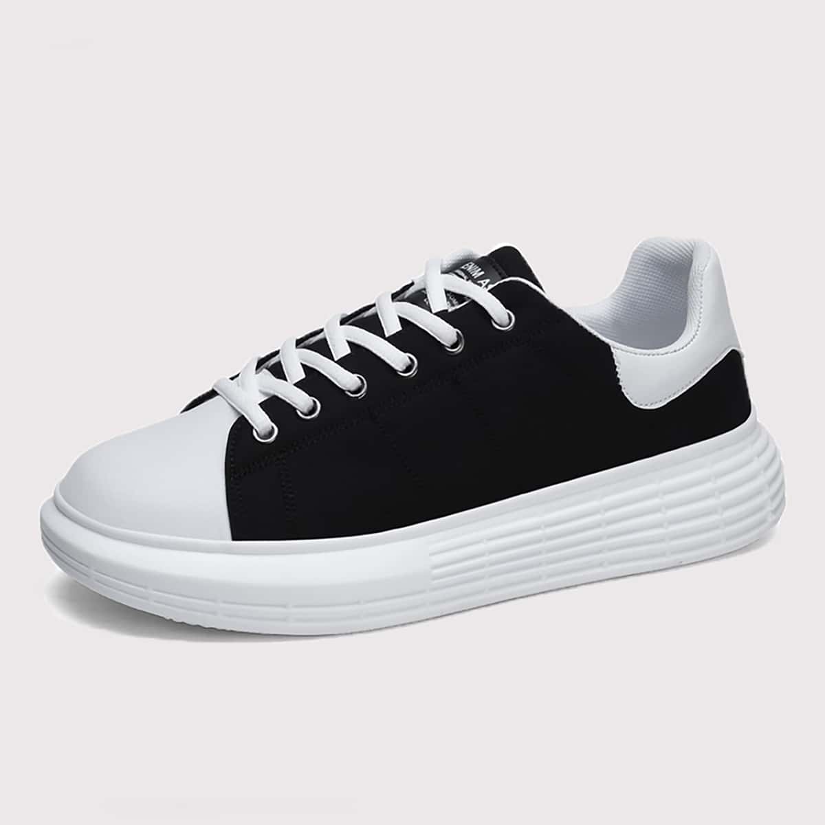

Men Two Tone Lace-up Front Sneakers, Black