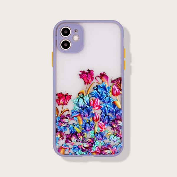 

Floral Contrast Frame iPhone Case, Multicolor
