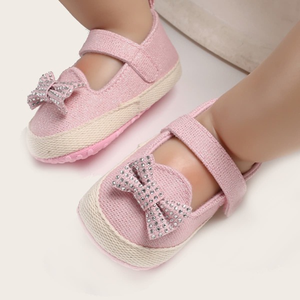 

Baby Girl Rhinestone Bow Decor Flats, Pink