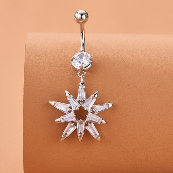 

Rhinestone Belly Ring, Silver