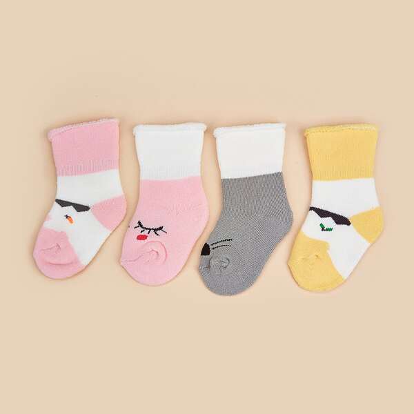 

4pairs Baby Color Block Socks, Multicolor