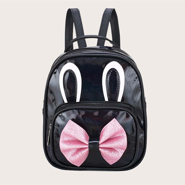 

Girls Glitter Bow Decor Backpack, Black