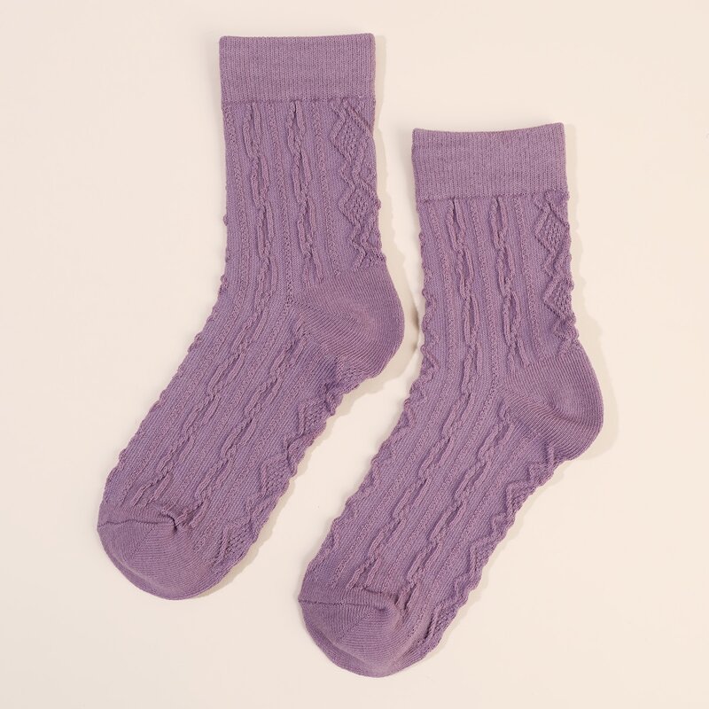 

1pair Knit Crew Socks, Purple