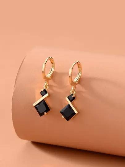 Rhinestone Geo Drop Earrings