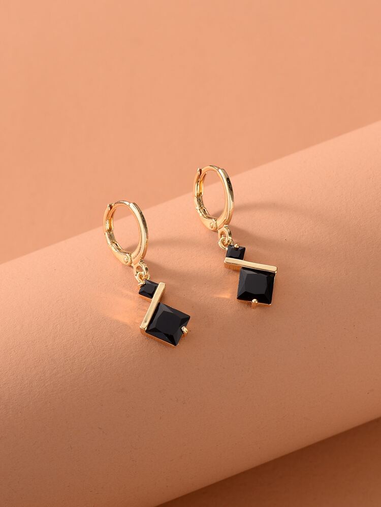 Rhinestone Geo Drop Earrings