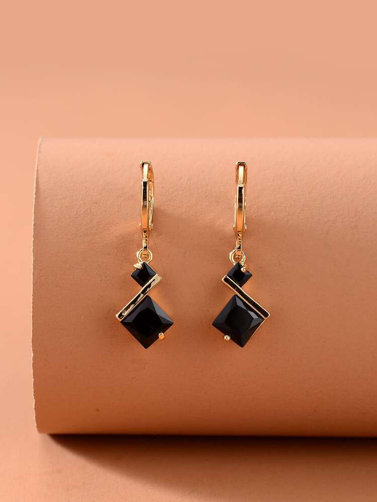 Rhinestone Geo Drop Earrings