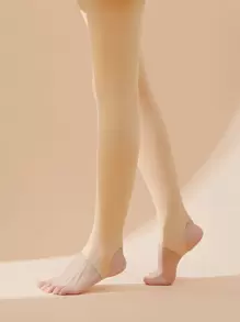 SHEIN Plush Lined Tights - Apricot - View 1