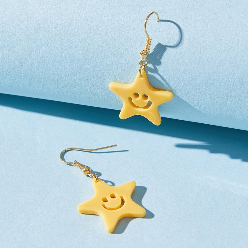 

Smile Star Drop Earrings, Yellow