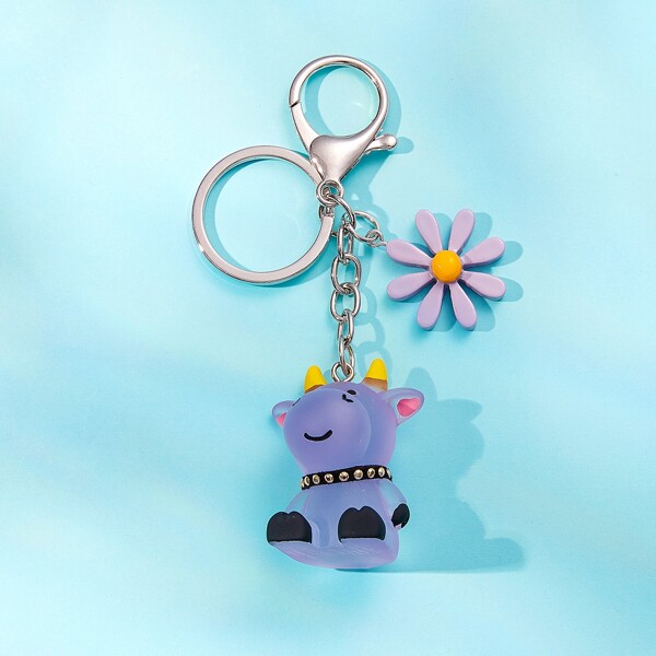 

Cartoon Cow Pendant Keychain, Purple