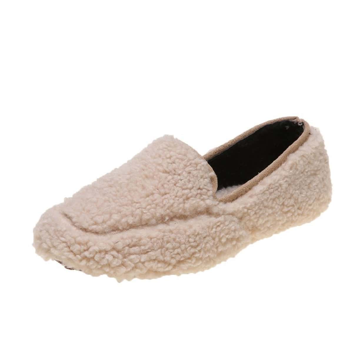 

Solid Fluffy Loafers, Khaki