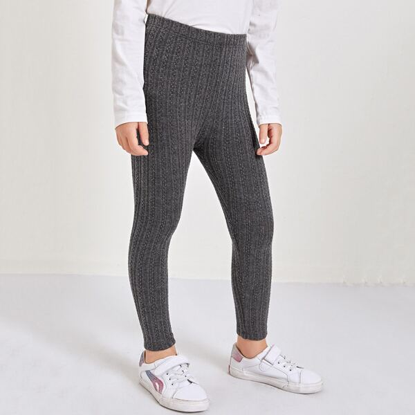 

Toddler Girls Solid Elastic Waist Leggings, Dark grey