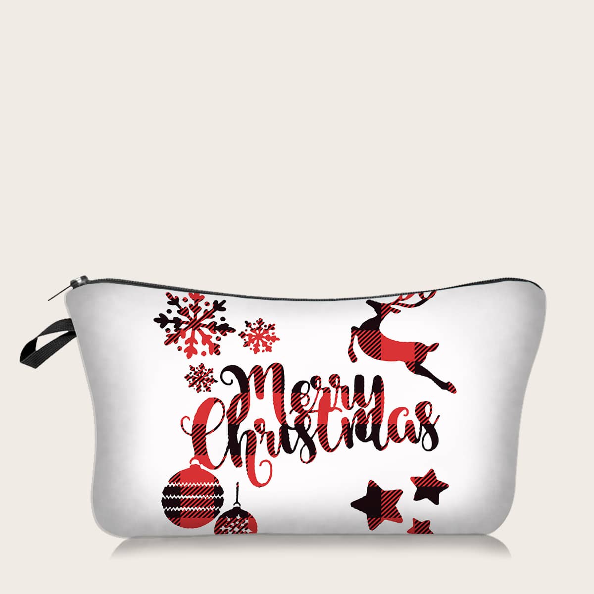 

Christmas Letter Graphic Makeup Bag, Red and white