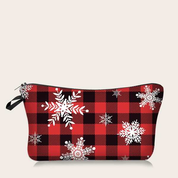 

Christmas Snowflake Plaid Makeup Bag, Multicolor