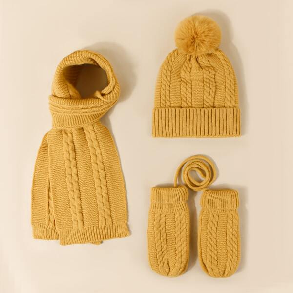 

Toddler Kids Plain Ring Scarf & Beanie & Gloves, Yellow