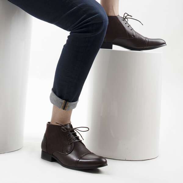 

Men Lace Up Ankle Boots, Rust brown
