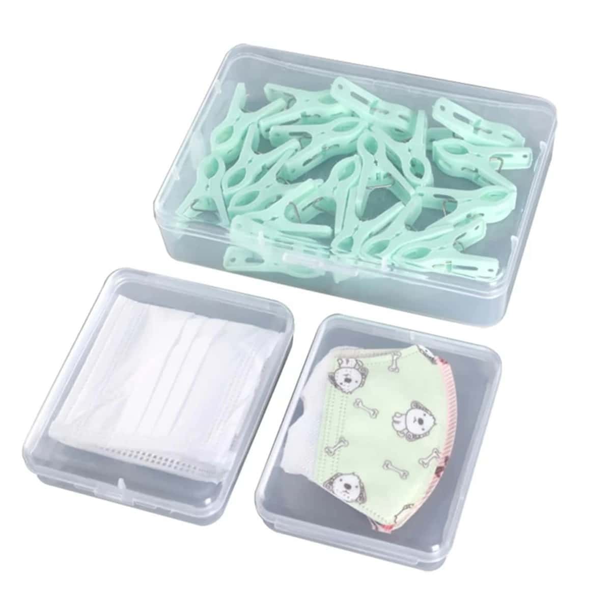 

1pc Clear Face Mask Storage Box