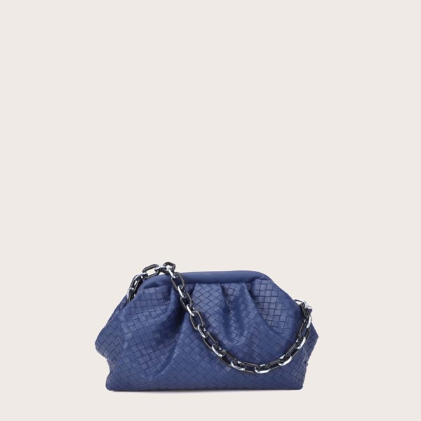 

Braided Pattern Chain Ruched Bag, Royal blue