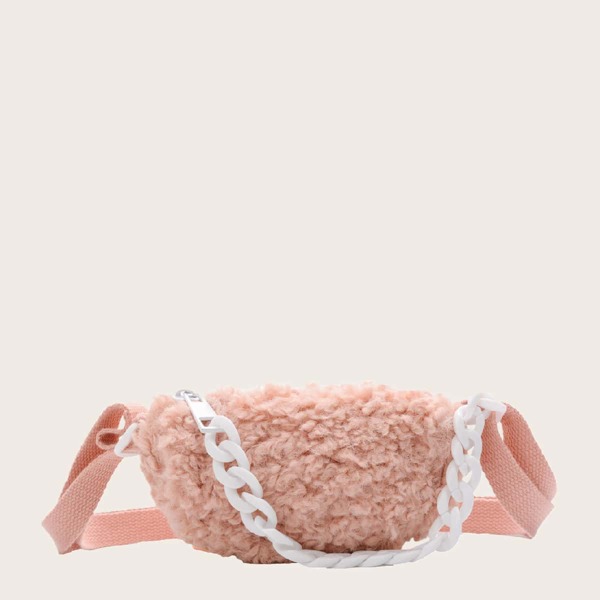 

Girls Minimalist Fluffy Satchel Bag, Pink