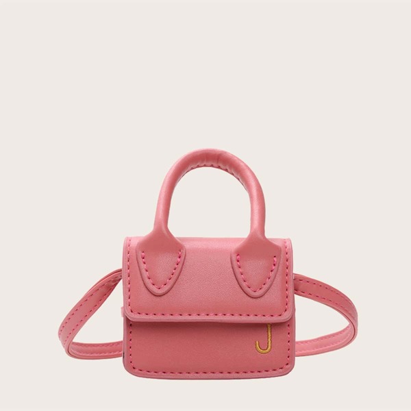 

Girls Letter Embroidered Flap Satchel Bag, Pink