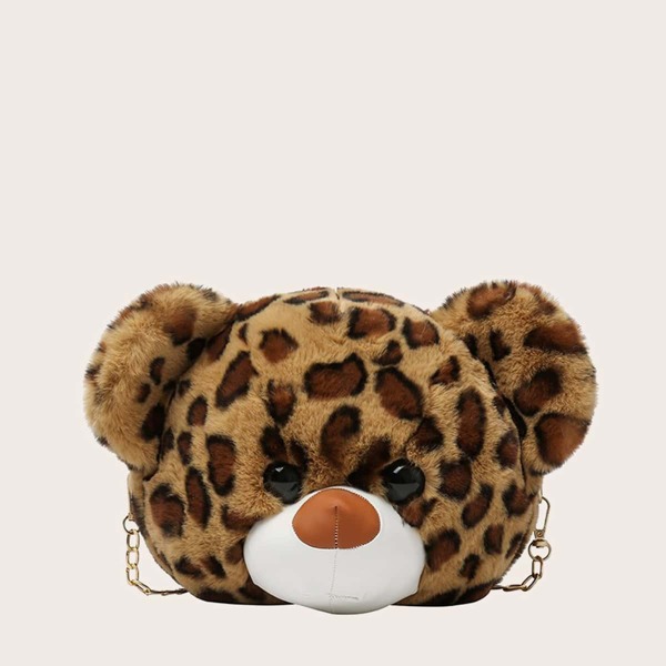 

Fluffy Cartoon Design Chain Bag, Brown