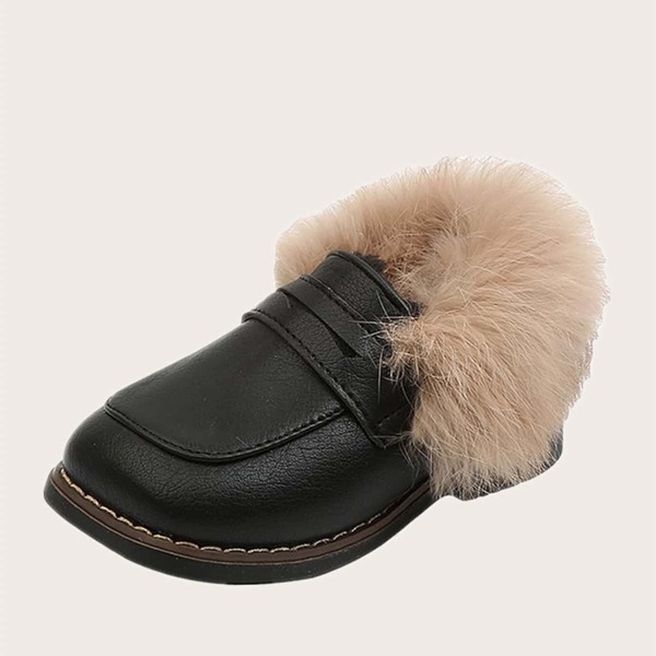 

Toddler Girls Faux Fur Lined Flats, Black