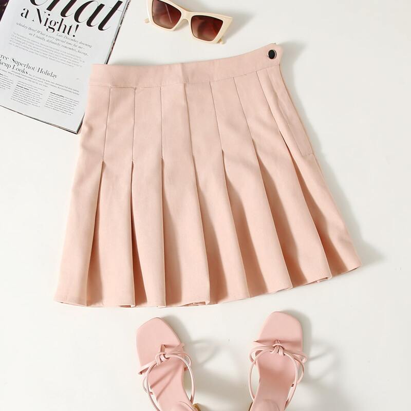 

Solid Pleated Skirt, Baby pink