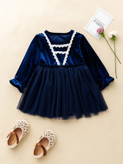 فساتين رضّع الدانتيل منتفض براقة