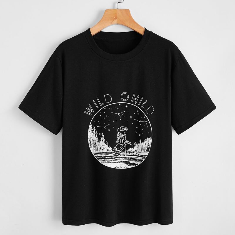 

Letter Figure Graphic Tee, Black