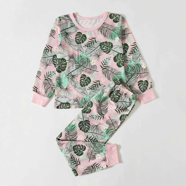 

Toddler Girls Allover Leaf Print PJ Set, Multicolor