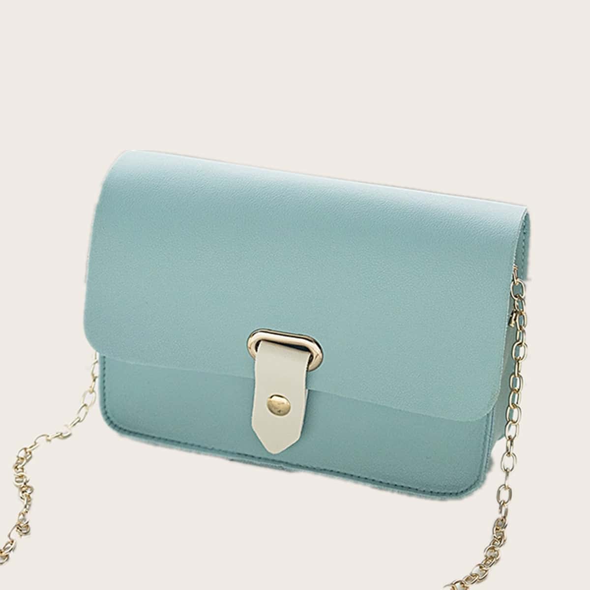 

Solid Chain Crossbody Bag, Baby blue