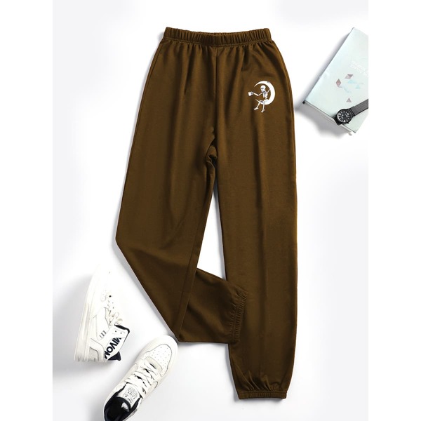 

Skull Print Sweatpants, Mocha brown