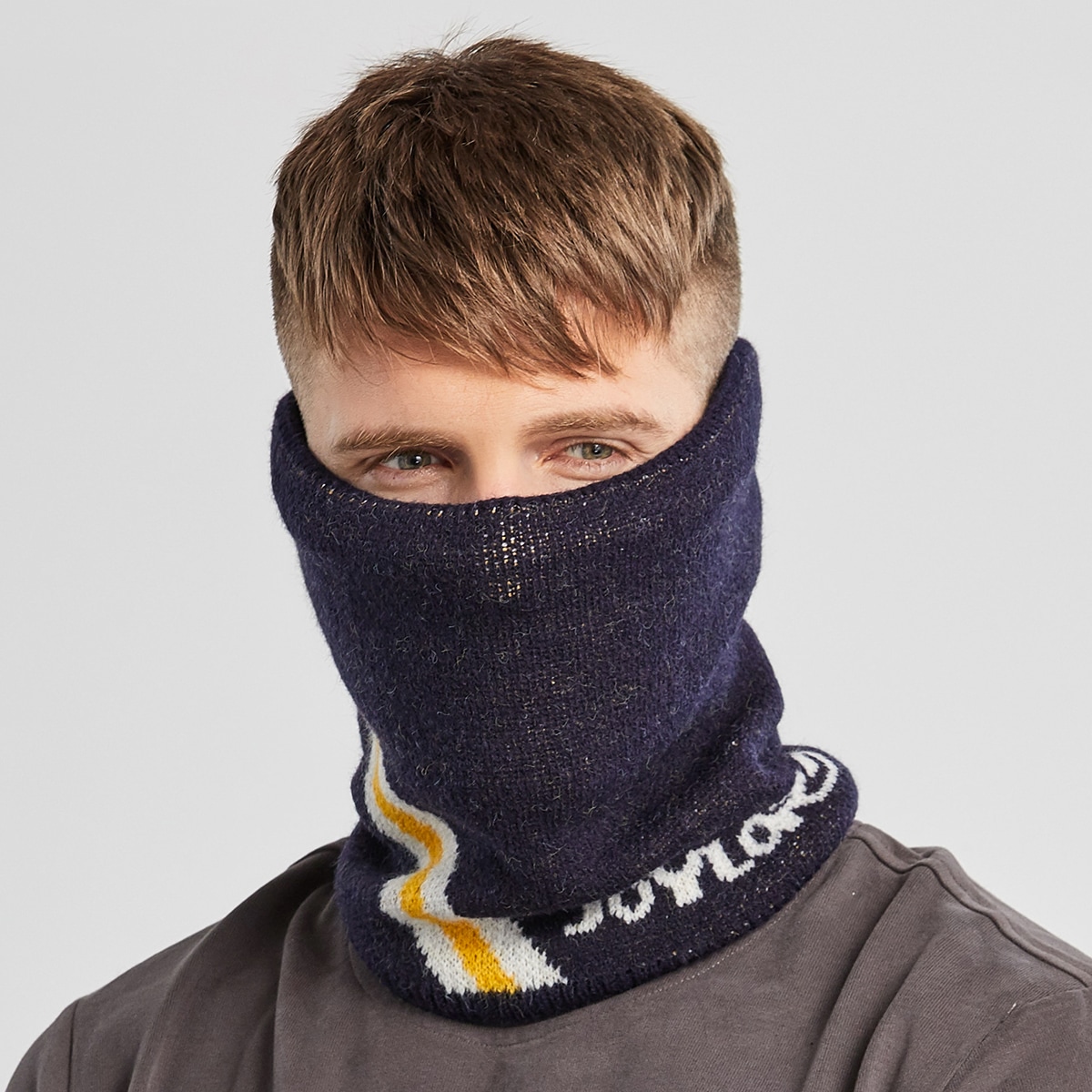 Image of 1pc Men Letter Graphic Scarf & 1pair Gloves