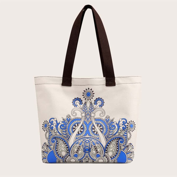 

Large Capacity Graphic Shoulder Tote Bag, Beige
