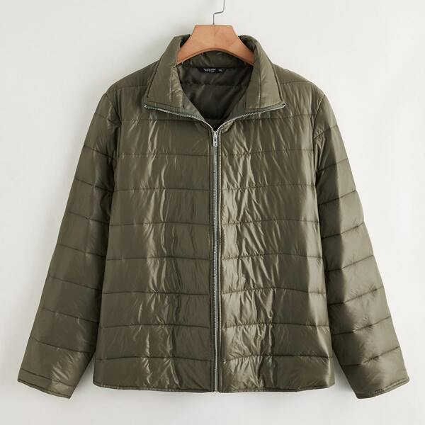 

Plus Zip Up Padded Jacket, Army green
