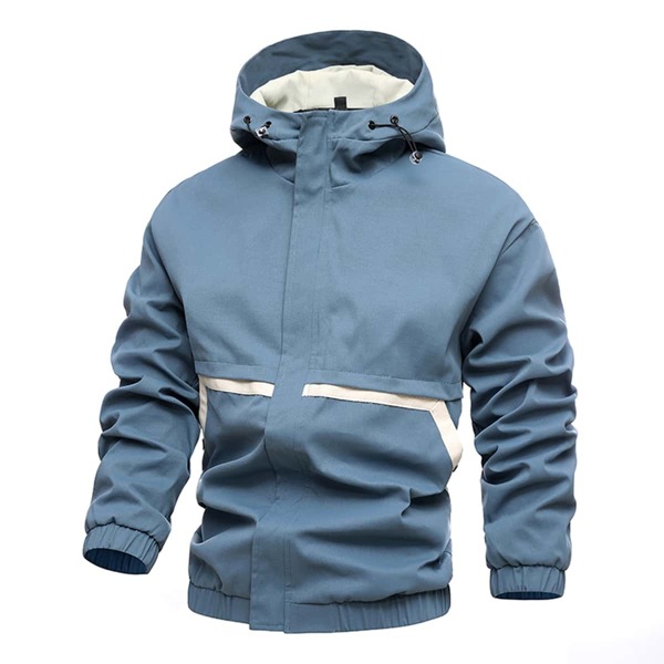 

Men Colorblock Drawstring Tape Detail Jacket, Dusty blue