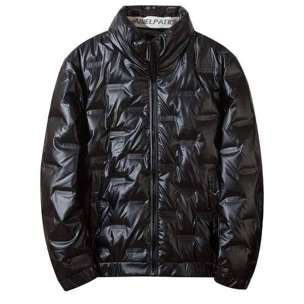 

Men Zip Up Puffer Coat, Black