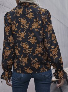 SHEIN LUNE 滿版印花荷葉邊袖襯衫 - 彩色 - 查看 2