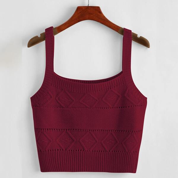 

Solid Argyle Knit Top, Maroon