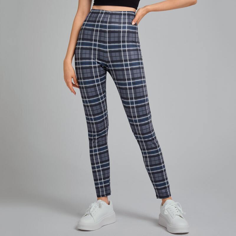 

Plaid Pattern Leggings, Multicolor